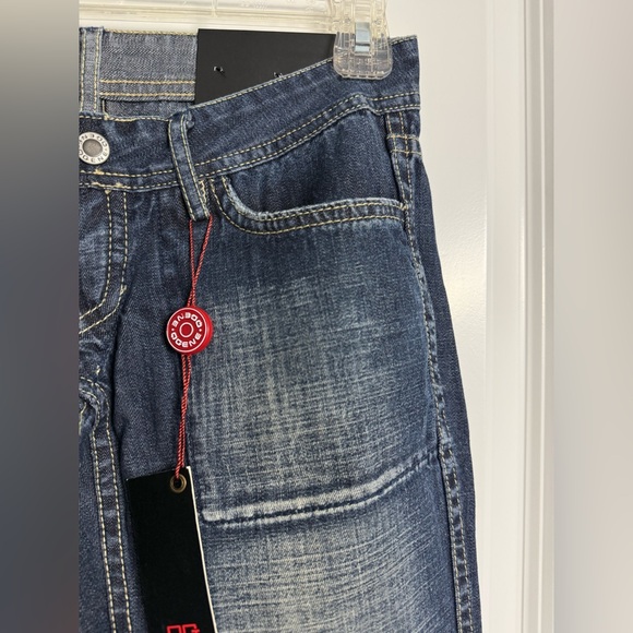 NWT QG Q-Gene Womens Zoey Bootcut Leg Dark Wash Distressed Denim Size 24 - Picture 4 of 12